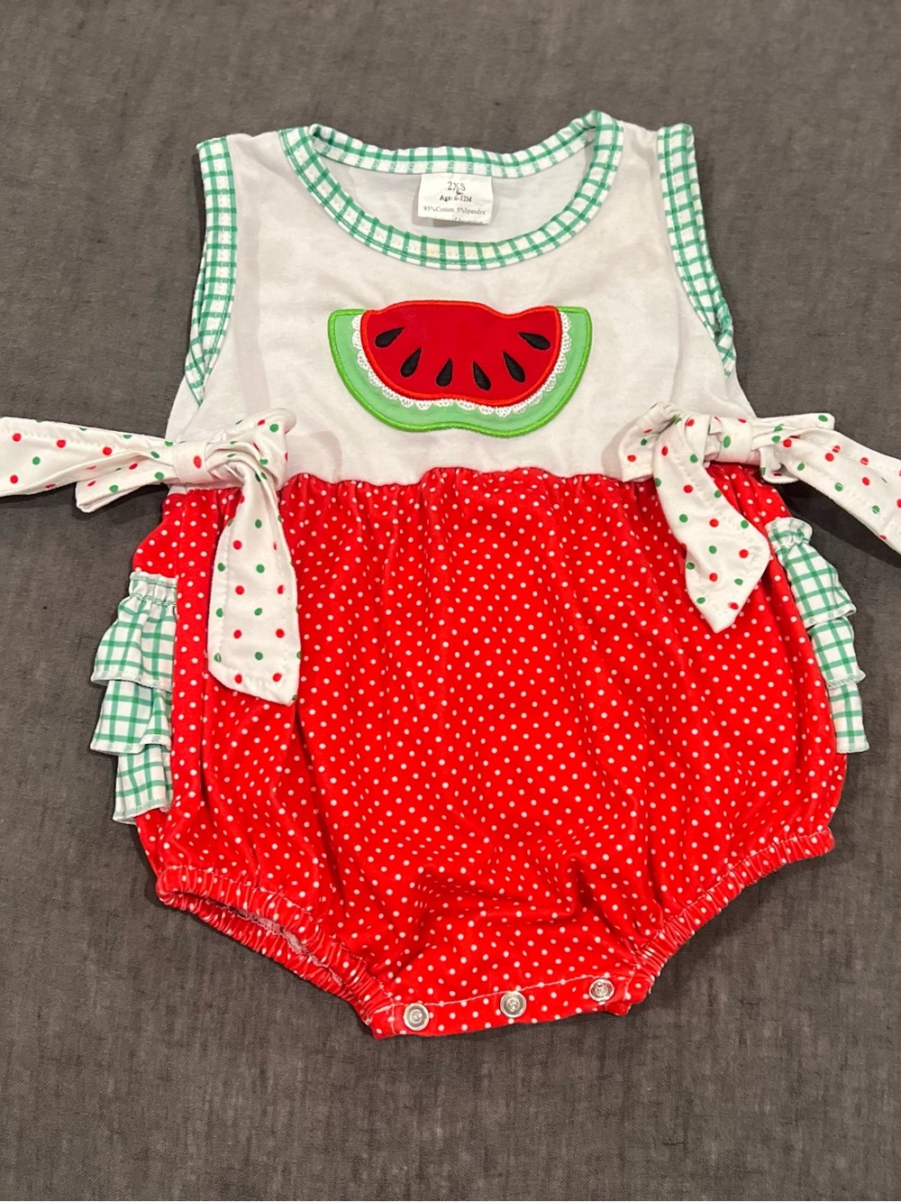 Boutique Baby Girl Watermelon Ruffle Bubble Romper 6-12M